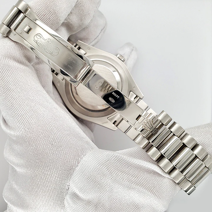 Rolex President Day-Date II 41mm Platinum Blue Wave Arabic Dial 218206 Box Papers - Image 5