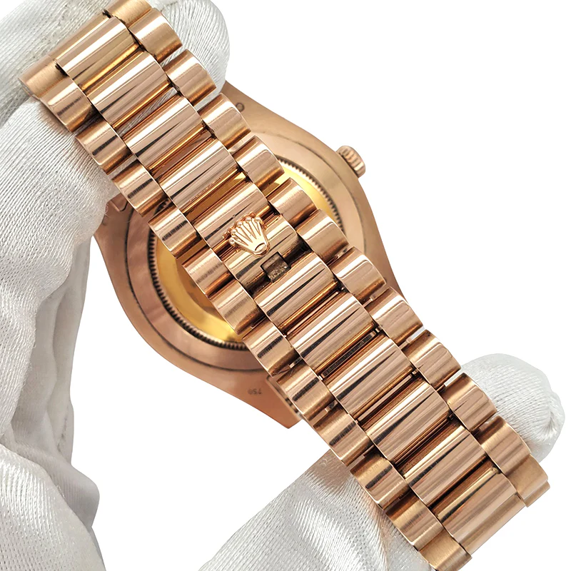 Rolex President Day-Date II 41mm Rose Gold Fluted Bezel/Chocolate Roman Dial 218235 Watch Box Papers - Image 4