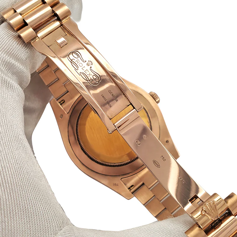 Rolex President Day-Date II 41mm Rose Gold Fluted Bezel/Chocolate Roman Dial 218235 Watch Box Papers - Image 5