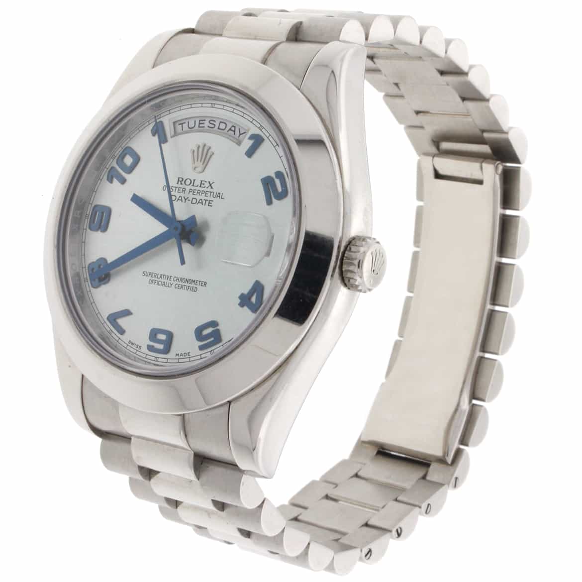 Rolex President Day-Date II Original Ice Blue Arabic Dial Platinum 41MM Automatic Mens Watch 218206 - Image 3