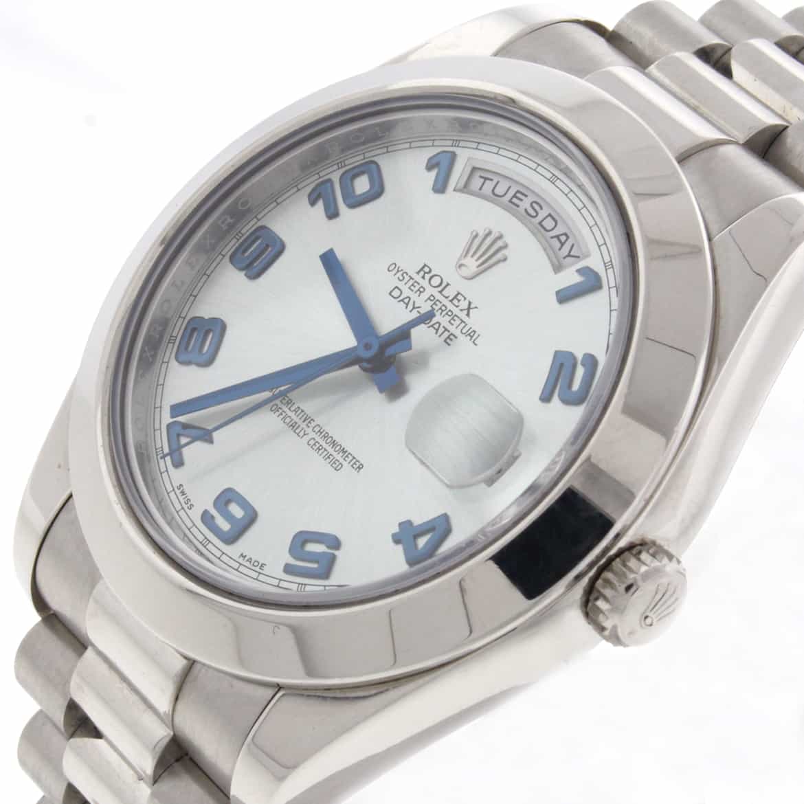 Rolex President Day-Date II Original Ice Blue Arabic Dial Platinum 41MM Automatic Mens Watch 218206 - Image 7