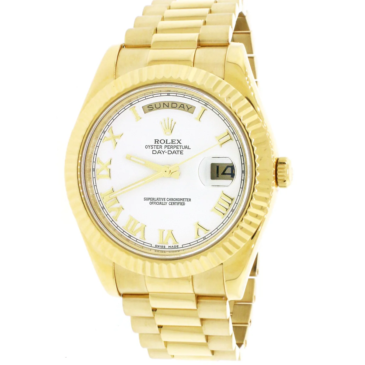 Rolex President Day-Date II White Roman Dial 18K Yellow Gold 41mm Mens Watch 218238 - Image 2