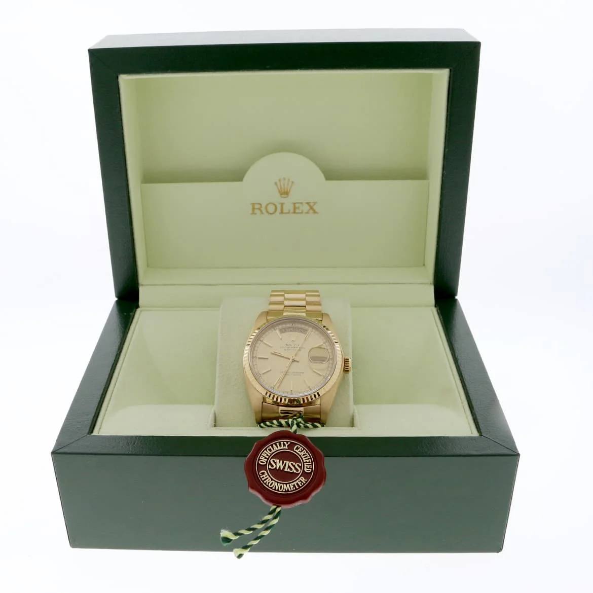 Rolex President Day-Date Original Champagne Dial 18K Yellow Gold 36MM Automatic Mens Watch 18038 - Image 3