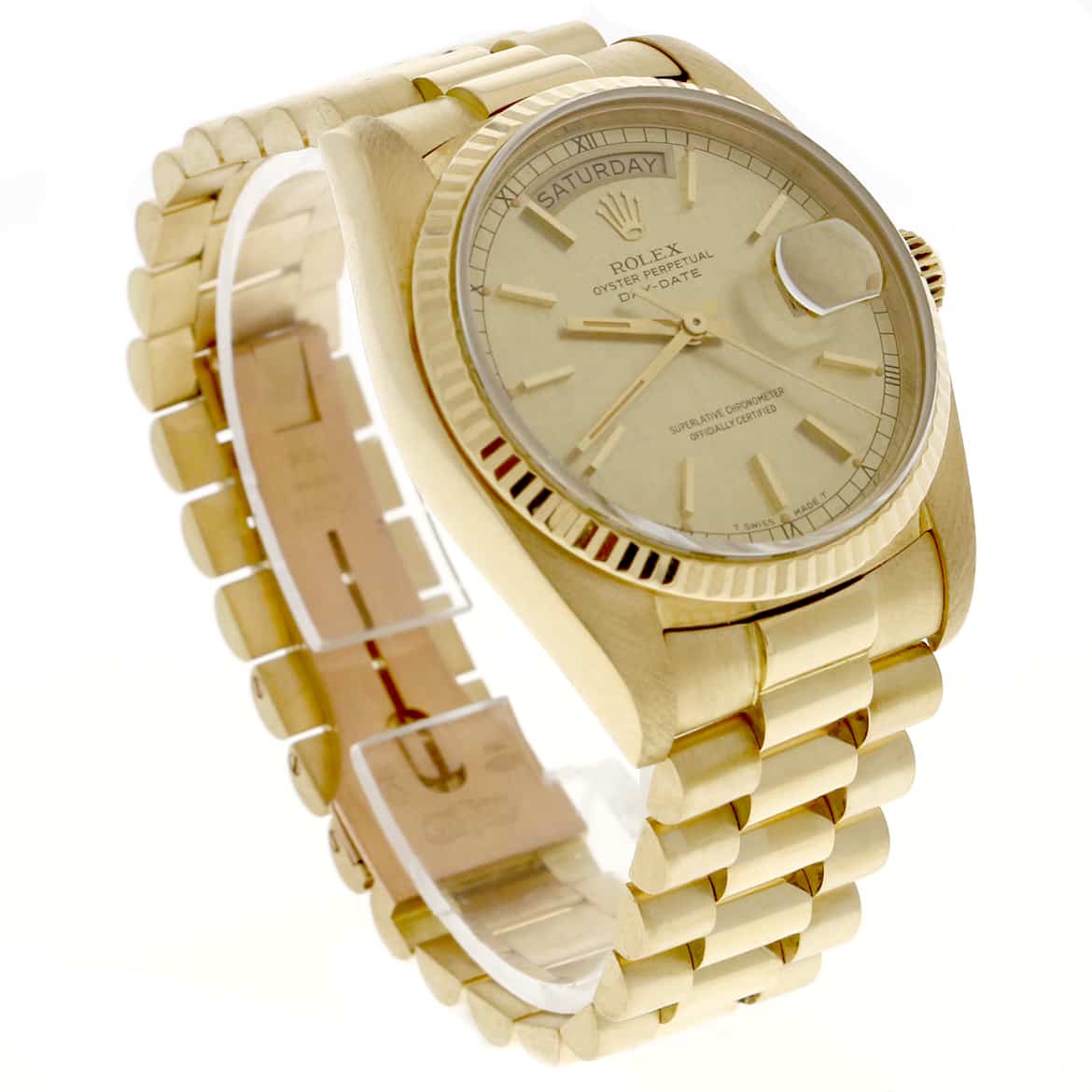 Rolex President Day-Date Original Champagne Dial 18K Yellow Gold 36MM Automatic Mens Watch 18038 - Image 4