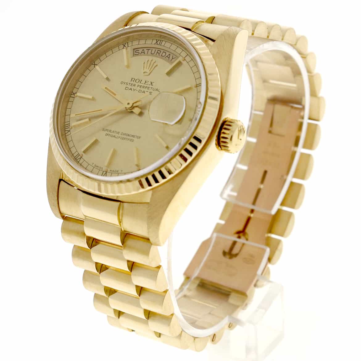 Rolex President Day-Date Original Champagne Dial 18K Yellow Gold 36MM Automatic Mens Watch 18038 - Image 5