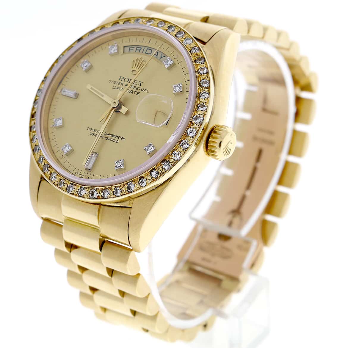 Rolex President Day-Date Original Champagne Diamond Dial 18K Yellow Gold 36MM Automatic 18038/ Diamond Bezel - Image 5