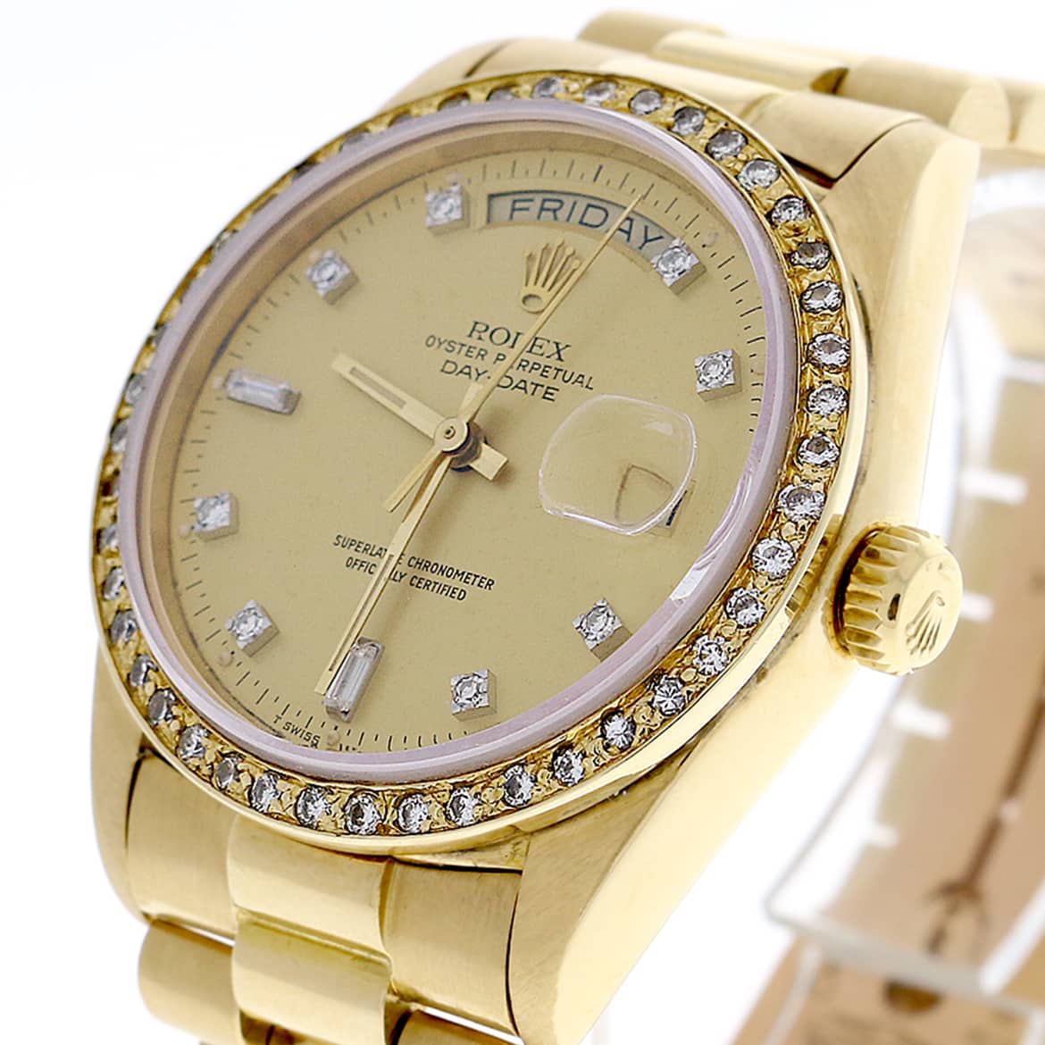 Rolex President Day-Date Original Champagne Diamond Dial 18K Yellow Gold 36MM Automatic 18038/ Diamond Bezel - Image 7