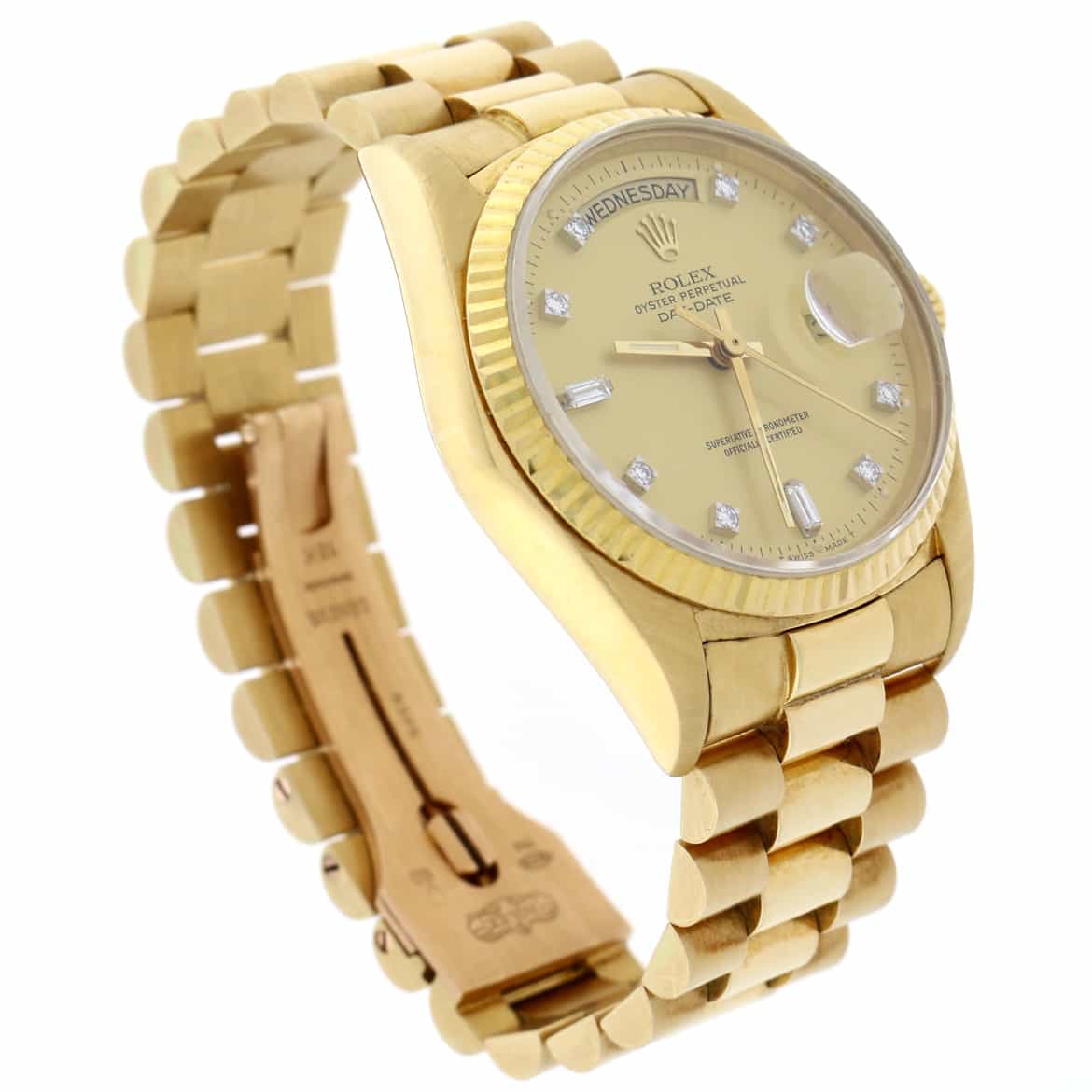 Rolex President Day-Date Original Champagne Diamond Dial 18K Yellow Gold 36MM Automatic Mens Watch 18038 - Image 5
