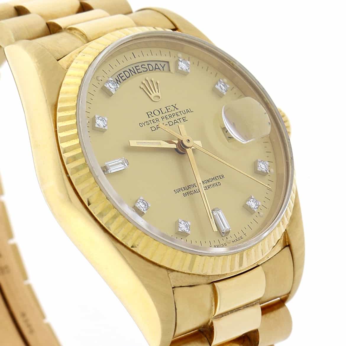 Rolex President Day-Date Original Champagne Diamond Dial 18K Yellow Gold 36MM Automatic Mens Watch 18038 - Image 7