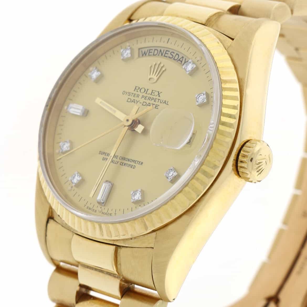 Rolex President Day-Date Original Champagne Diamond Dial 18K Yellow Gold 36MM Automatic Mens Watch 18038 - Image 8