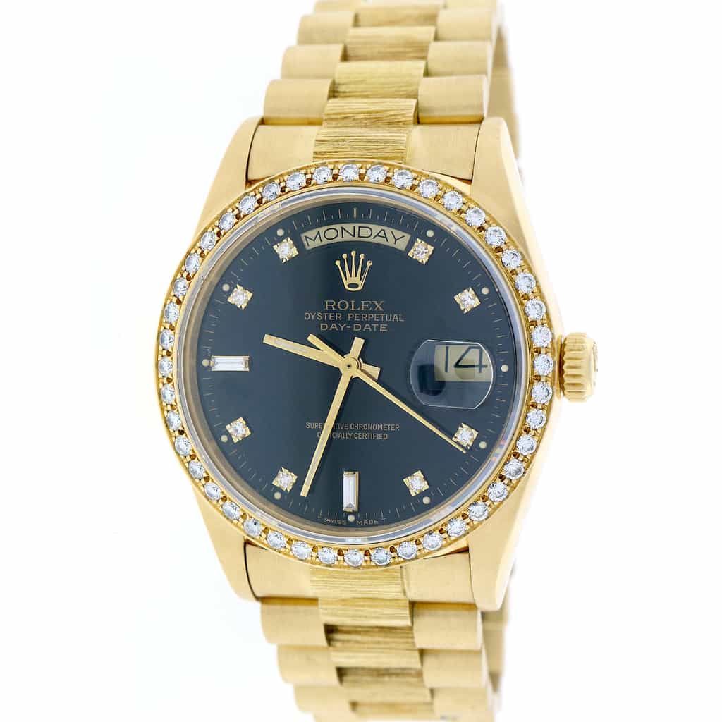 Rolex President Day-Date Original Diamond Dial Automatic Mens Watch 18078 with Diamond Bezel