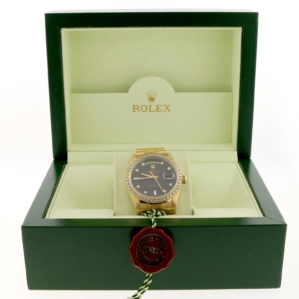 Rolex President Day-Date Original Diamond Dial Automatic Mens Watch 18078 with Diamond Bezel - Image 3