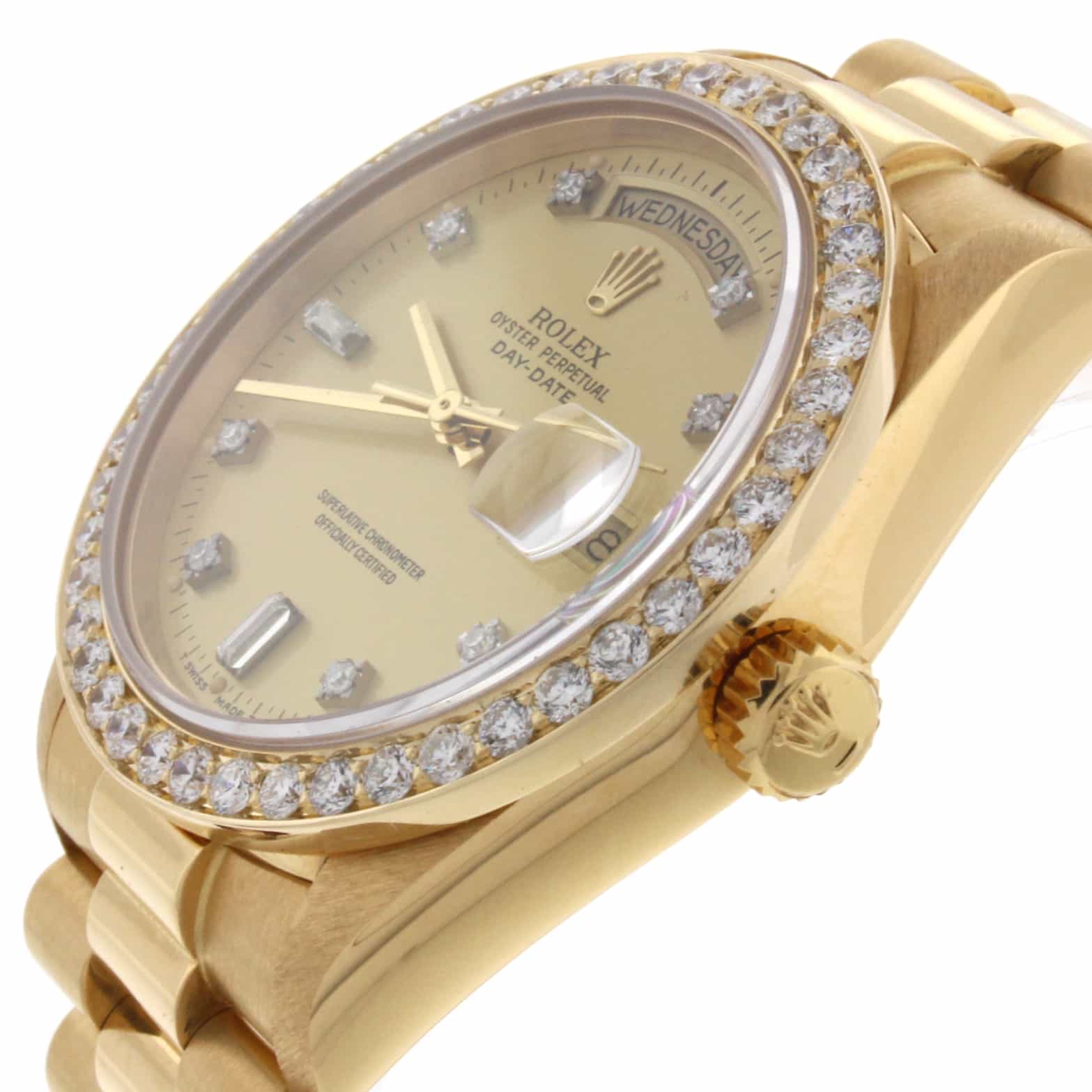 Rolex President Day-Date Original Diamond Dial Gold 36MM Watch w/Diamond Bezel 18038 - Image 4