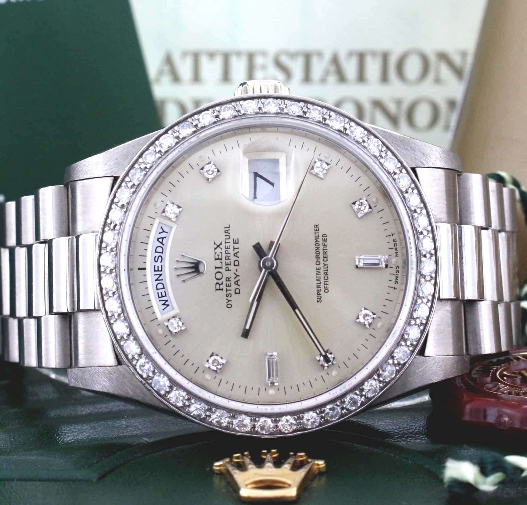 Rolex President Day-Date Original Diamond Dial White Gold 36MM Watch 18239 - Image 2
