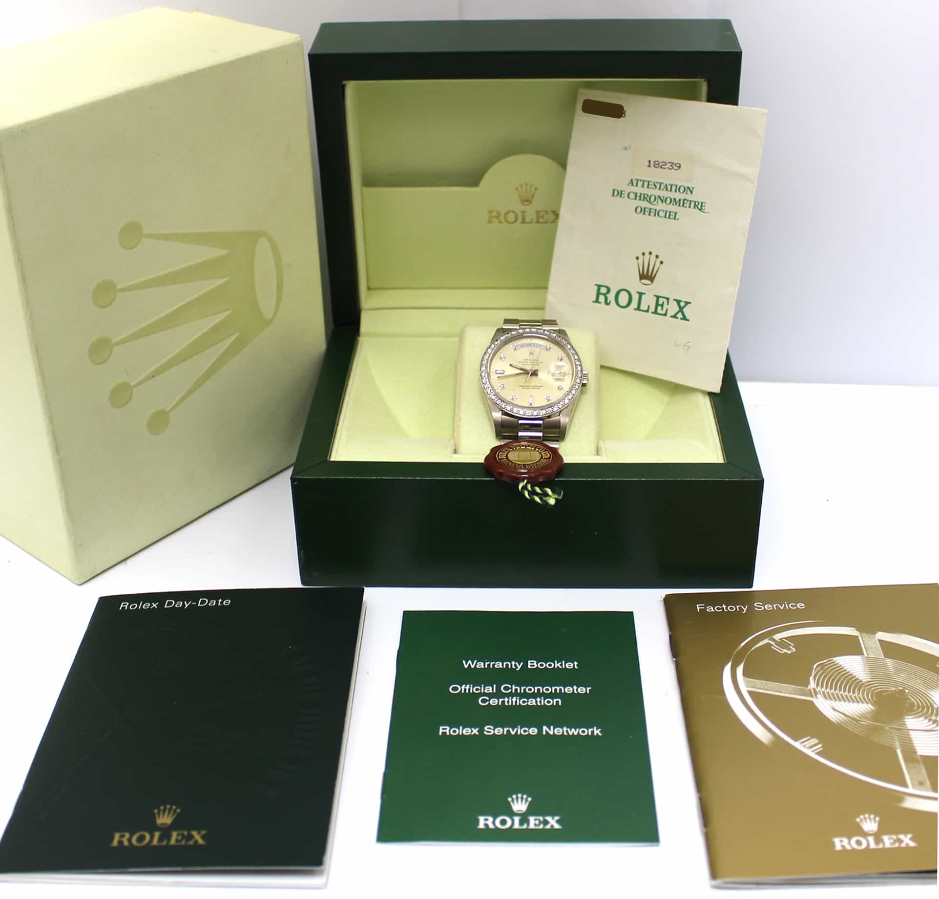 Rolex President Day-Date Original Diamond Dial White Gold 36MM Watch 18239 - Image 3