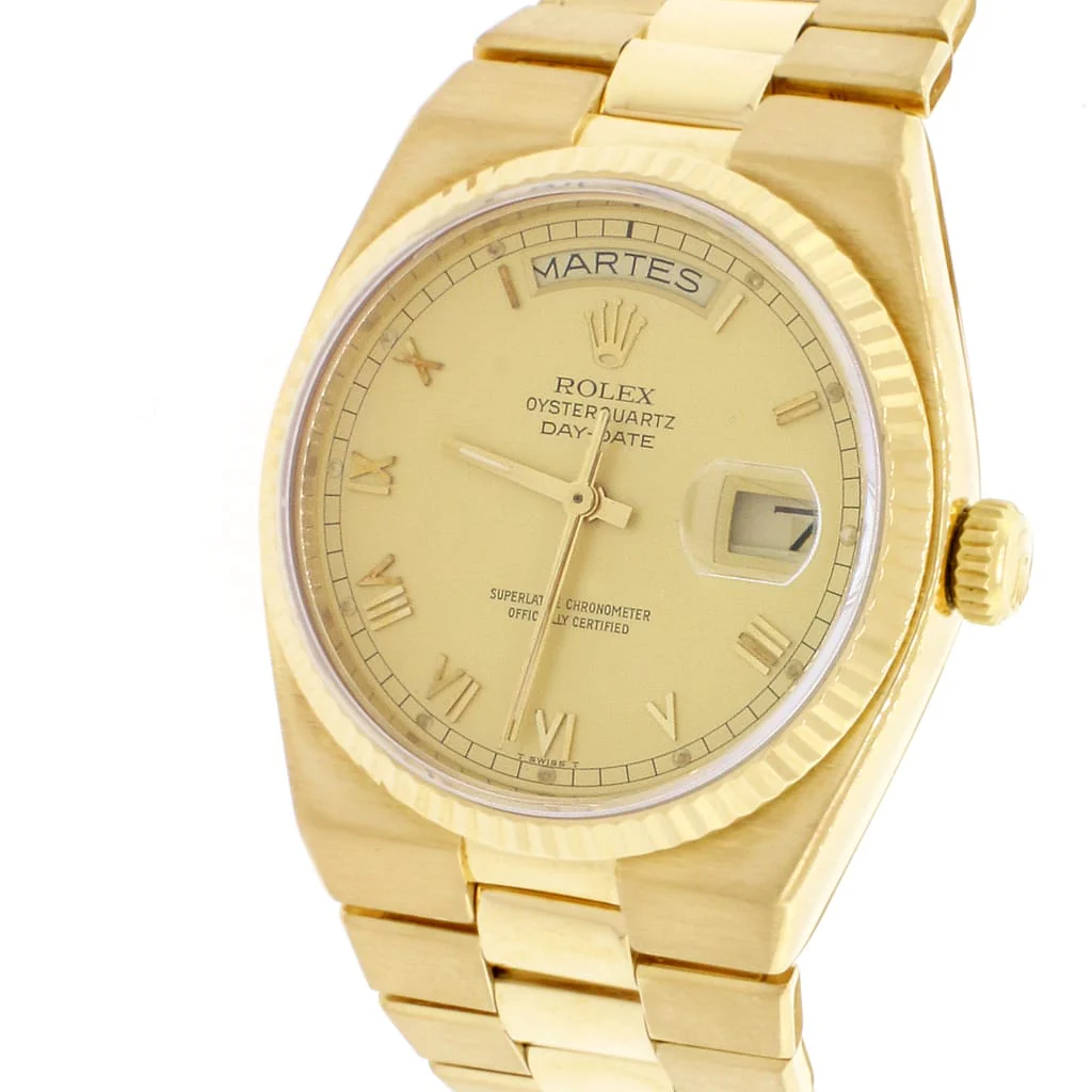 Rolex President Day-Date Oysterquartz 18K Yellow Gold Factory Champagne Roman Dial 36MM Mens Watch 19018 - Image 3