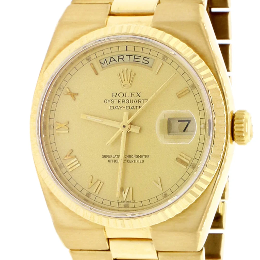 Rolex President Day-Date Oysterquartz 18K Yellow Gold Factory Champagne Roman Dial 36MM Mens Watch 19018 - Image 4