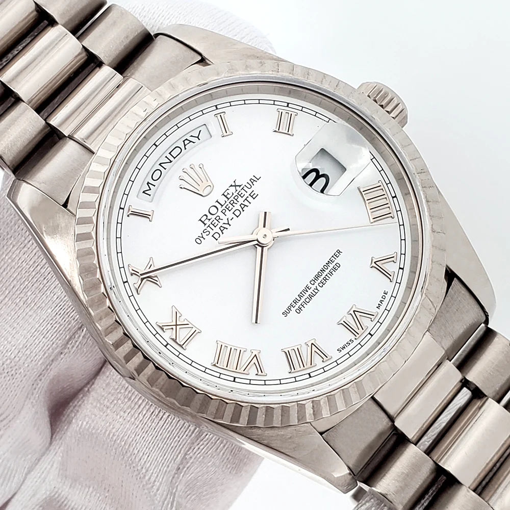 Rolex President Day-Date White Gold Roman Dial 36mm Watch 18239 Box Papers - Image 2