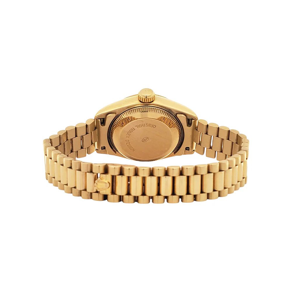 Rolex President Factory Blue Vignette Diamond Dial Yellow Gold Ladies 26mm Watch 69178 Box Papers - Image 6