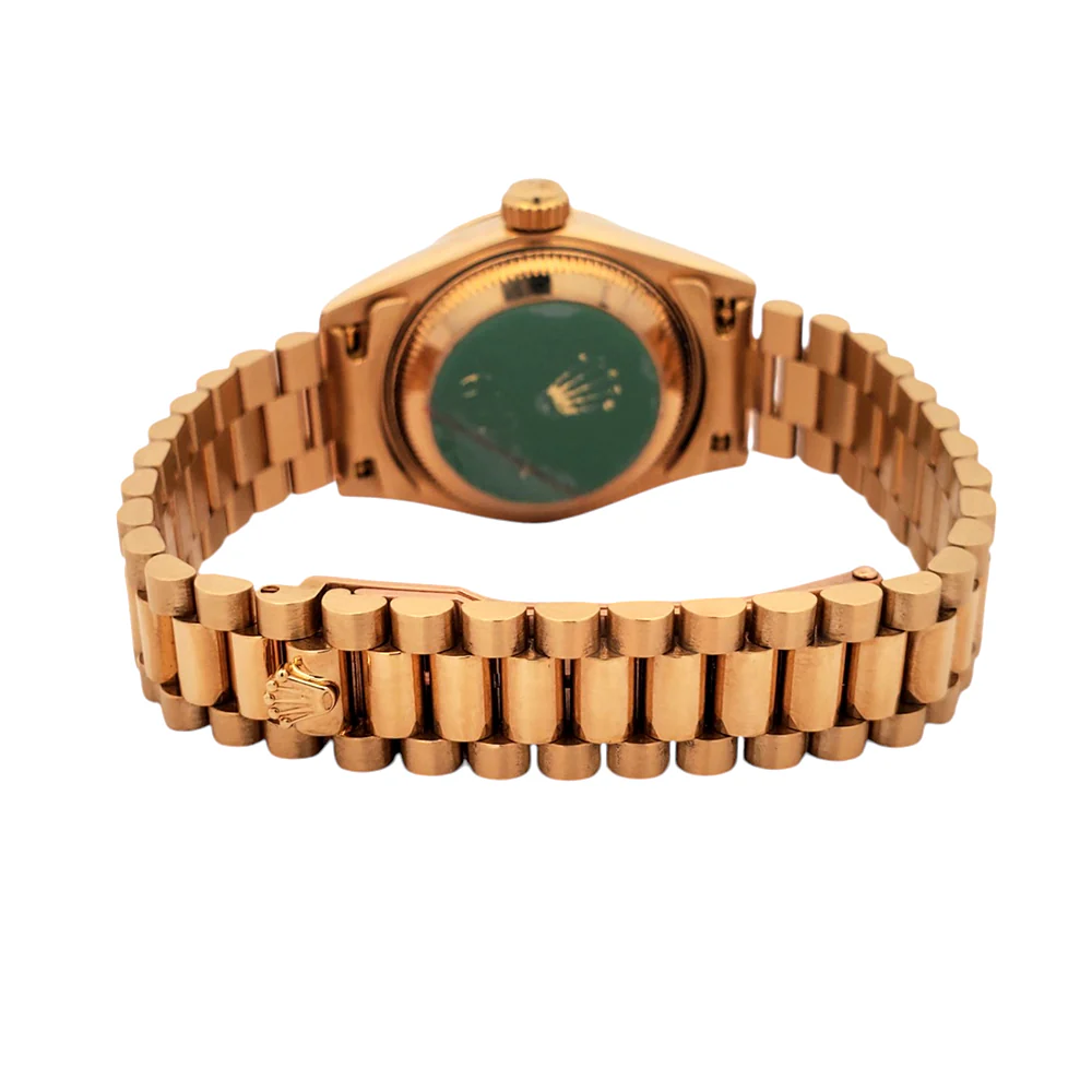 Rolex President Factory Pyramid Diamond Bezel Yellow Gold Datejust 26mm Watch 69258 Box Papers - Image 5