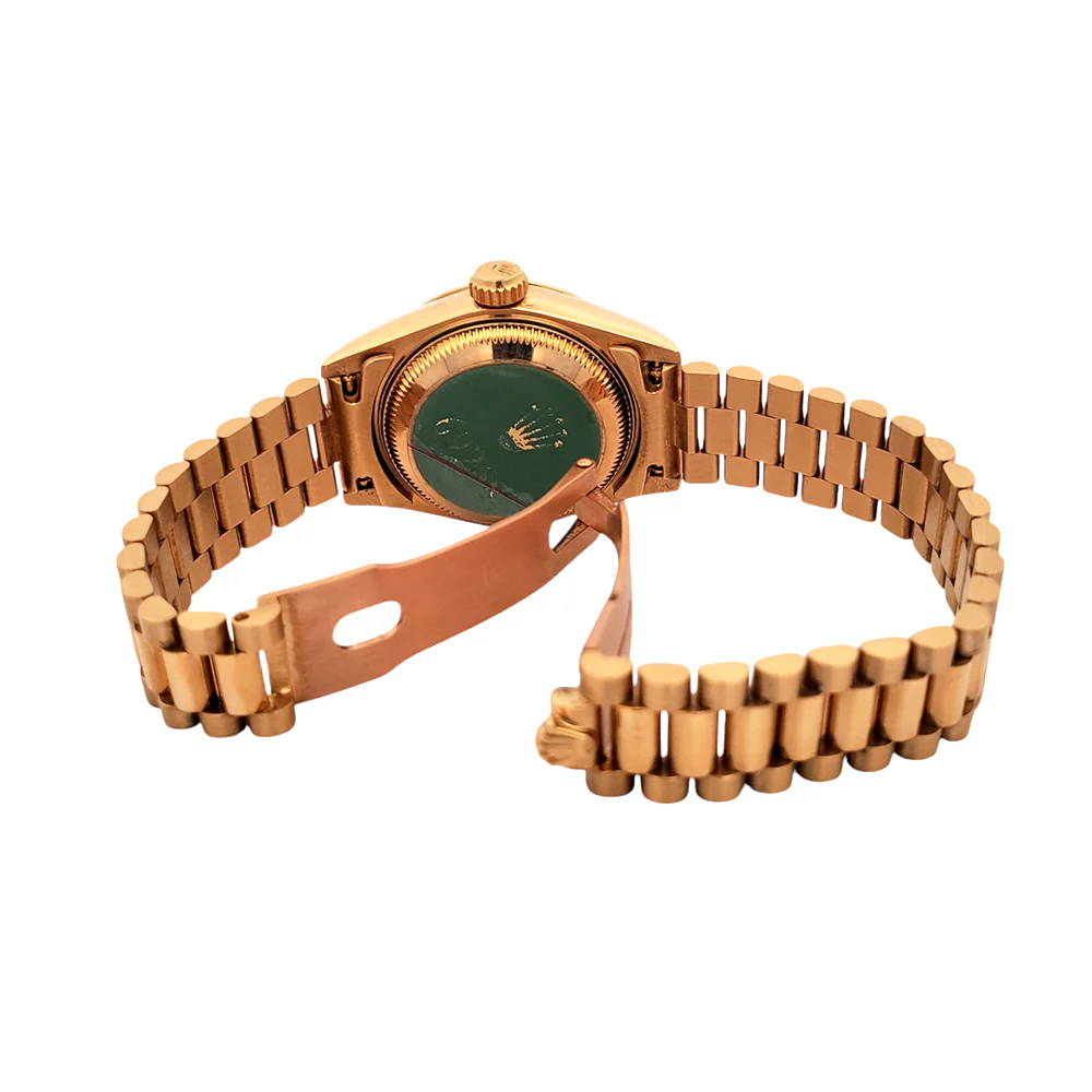 Rolex President Factory Pyramid Diamond Bezel Yellow Gold Datejust 26mm Watch 69258 Box Papers - Image 6