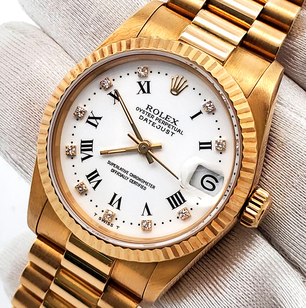 Rolex President Factory White Diamond 31mm Yellow Gold 68278 Watch - Image 2