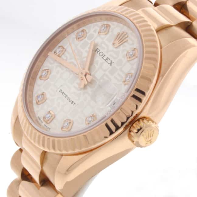 Rolex President Jubilee Diamond Dial 18K Rose Gold Midsize Ladies Watch 178275 - Image 12