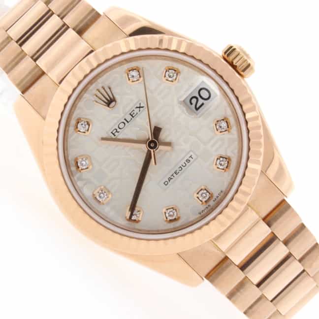 Rolex President Jubilee Diamond Dial 18K Rose Gold Midsize Ladies Watch 178275 - Image 4