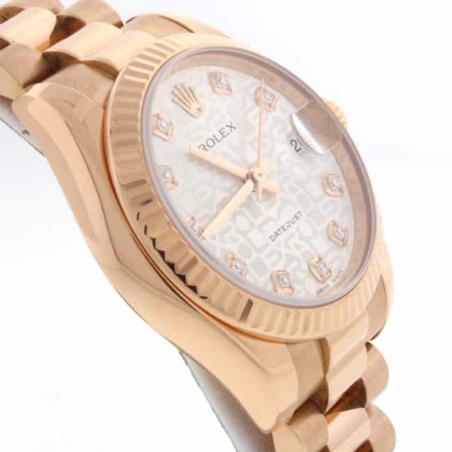 Rolex President Jubilee Diamond Dial 18K Rose Gold Midsize Ladies Watch 178275 - Image 5