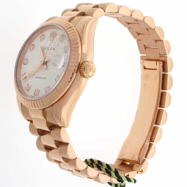 Rolex President Jubilee Diamond Dial 18K Rose Gold Midsize Ladies Watch 178275 - Image 6