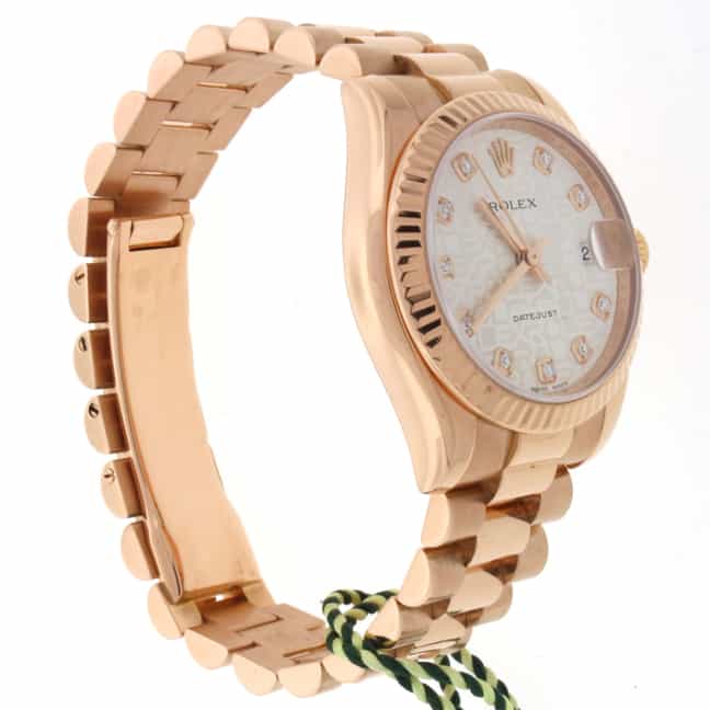 Rolex President Jubilee Diamond Dial 18K Rose Gold Midsize Ladies Watch 178275 - Image 7