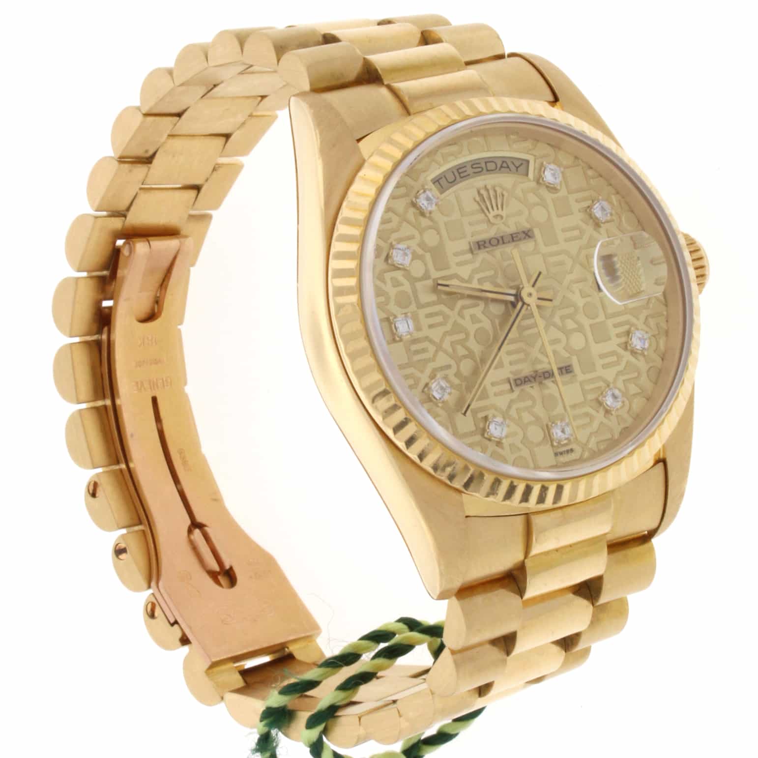 Rolex President Jubilee Diamond Dial 18K Yellow Gold Double Quick 36MM Automatic Mens Watch 18238 - Image 5