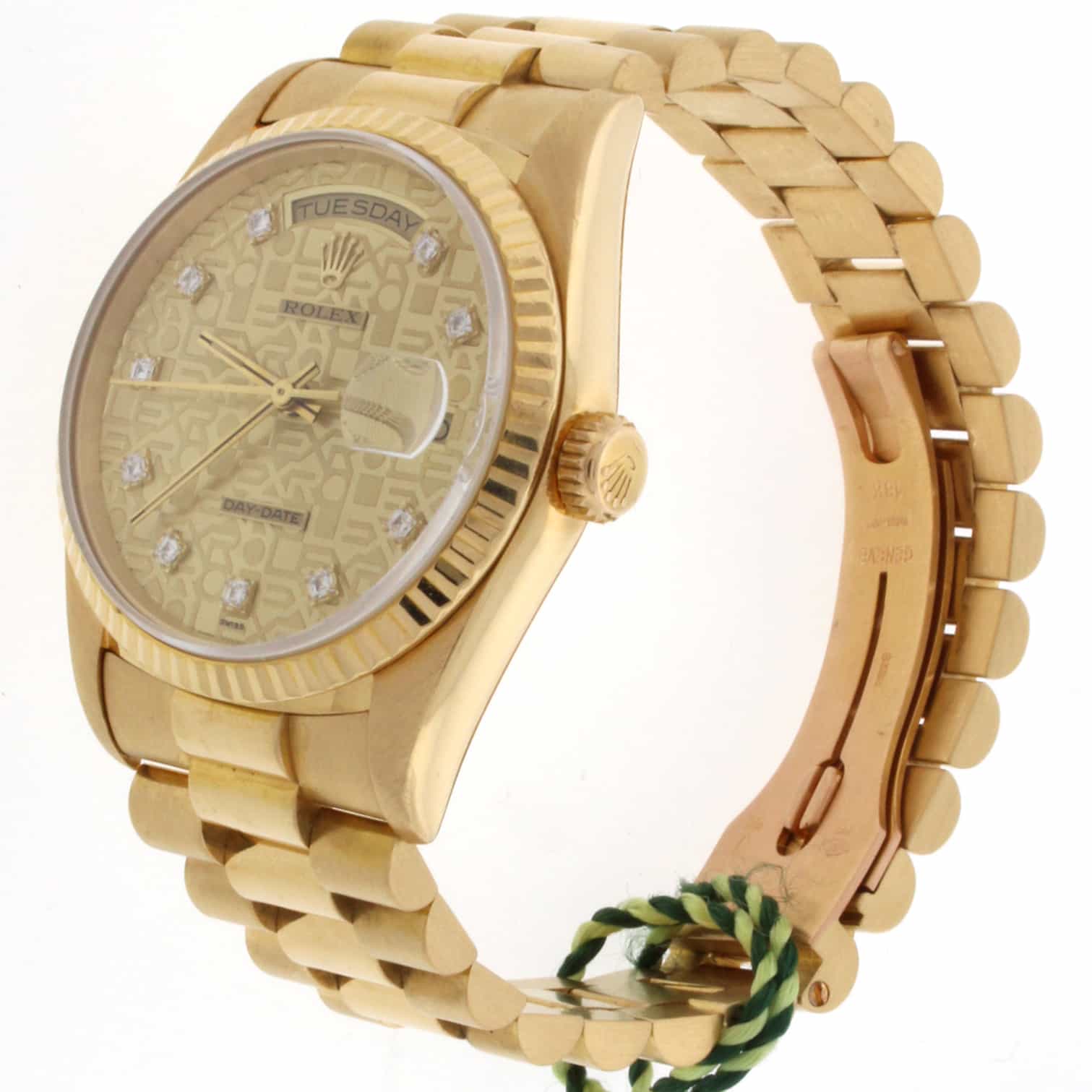 Rolex President Jubilee Diamond Dial 18K Yellow Gold Double Quick 36MM Automatic Mens Watch 18238 - Image 8