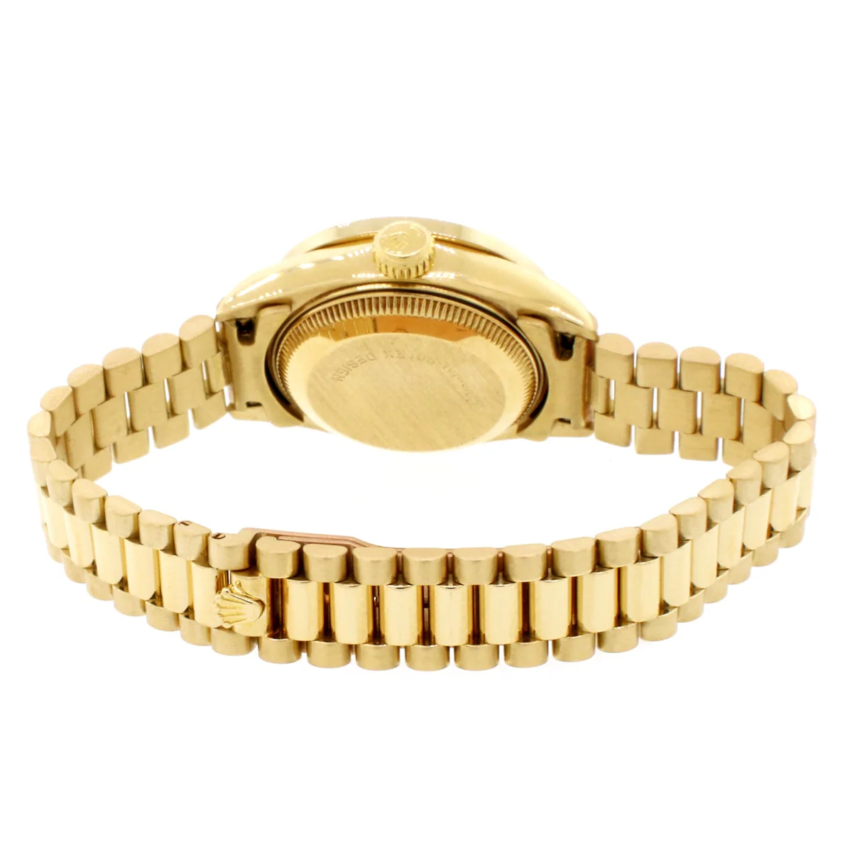 Rolex President Ladies 18K Yellow Gold 26MM Champagne Diamond Dial Watch 69178 w/Custom Diamond Bezel - Image 5