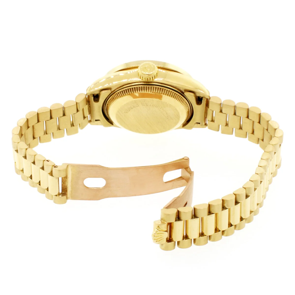 Rolex President Ladies 18K Yellow Gold 26MM Champagne Diamond Dial Watch 69178 w/Custom Diamond Bezel - Image 6