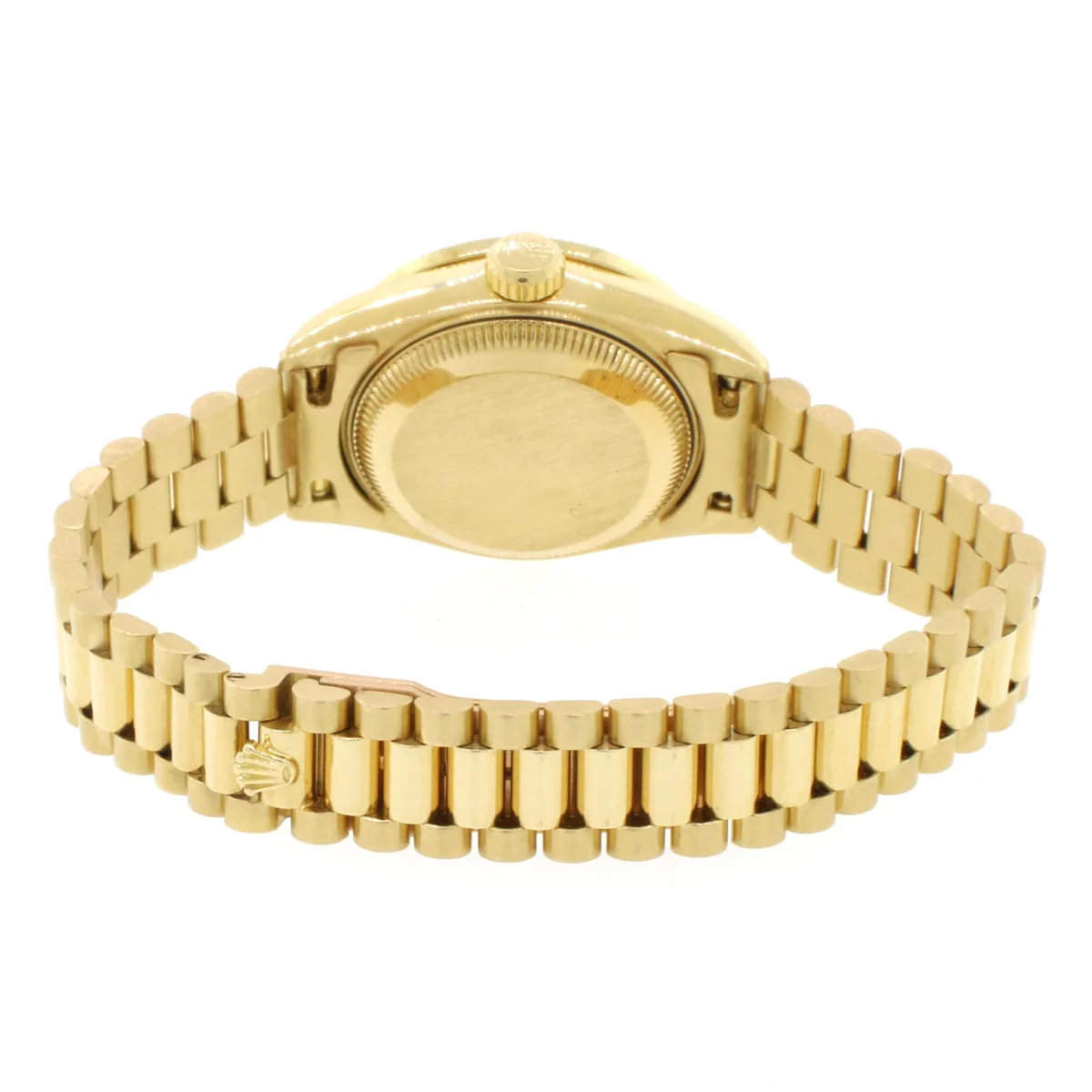 Rolex President Ladies 18K Yellow Gold 26MM Factory Champagne Diamond Dial Watch 69178 w/Custom Diamond Bezel - Image 5