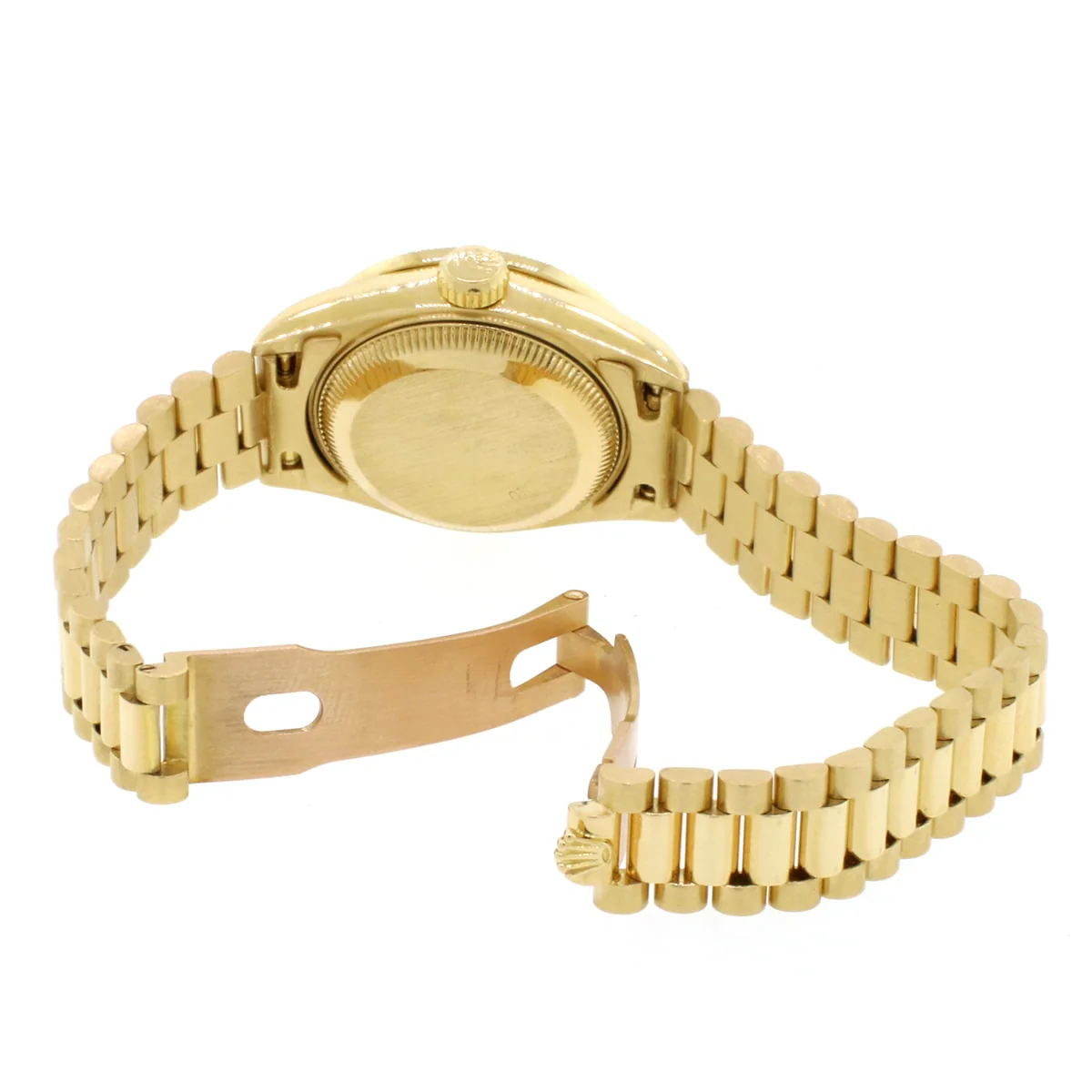 Rolex President Ladies 18K Yellow Gold 26MM Factory Champagne Diamond Dial Watch 69178 w/Custom Diamond Bezel - Image 6