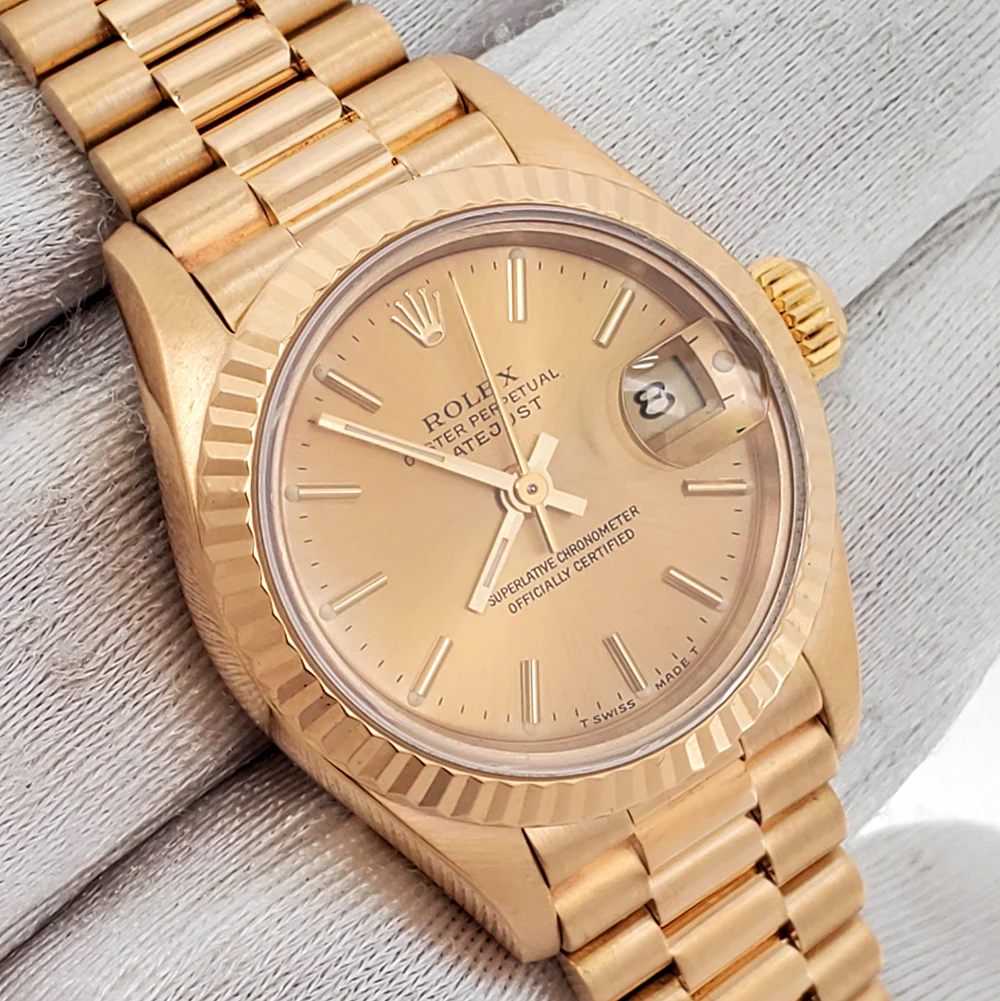 Rolex President Ladies 26mm Champagne Index Yellow Gold Watch 69178 - Image 3