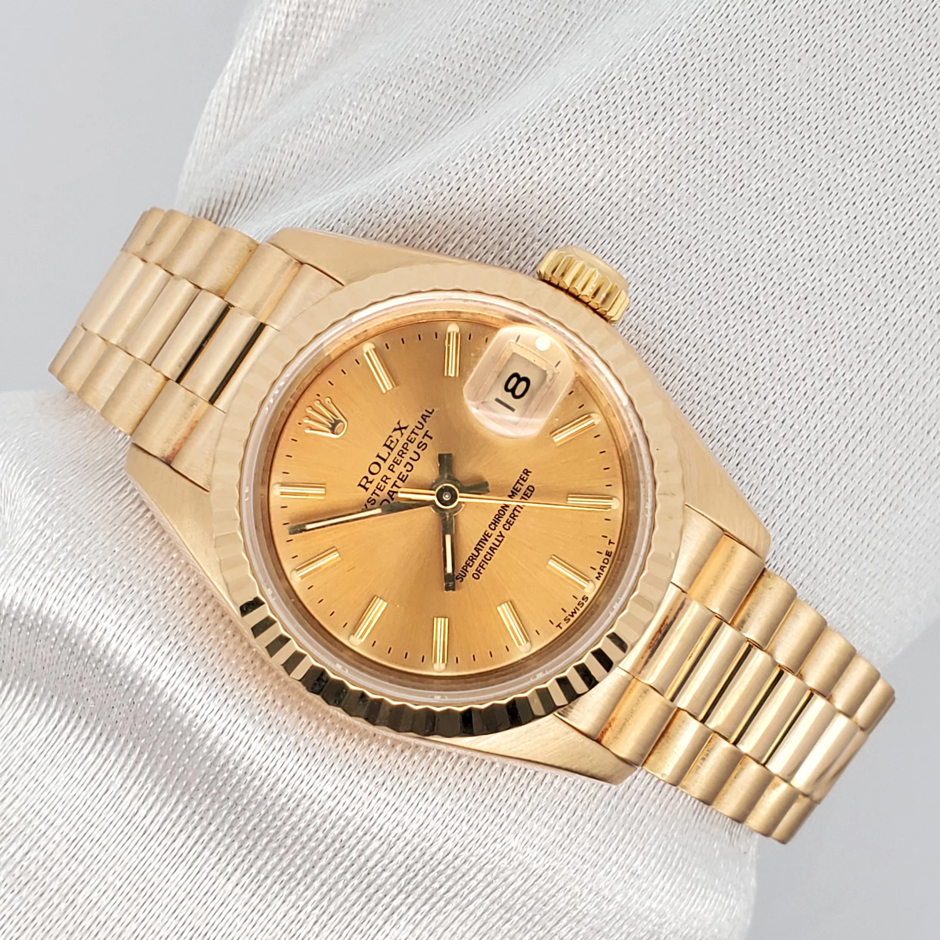 Rolex President Ladies 26mm Champagne Index Yellow Gold Watch 69178 - Image 4