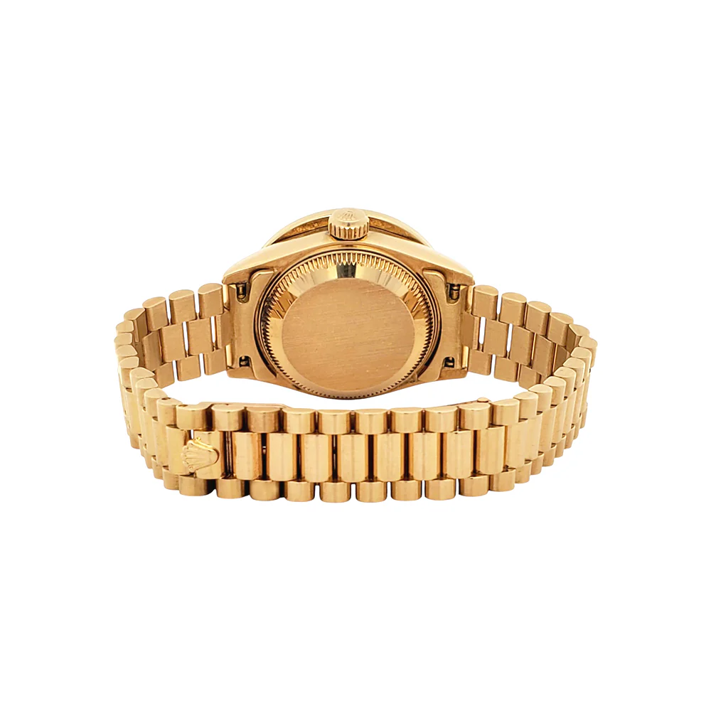 Rolex President Ladies 26mm Custom Silver Diamond Dial /Bezel Yellow Gold Watch 69178 Box Papers - Image 7
