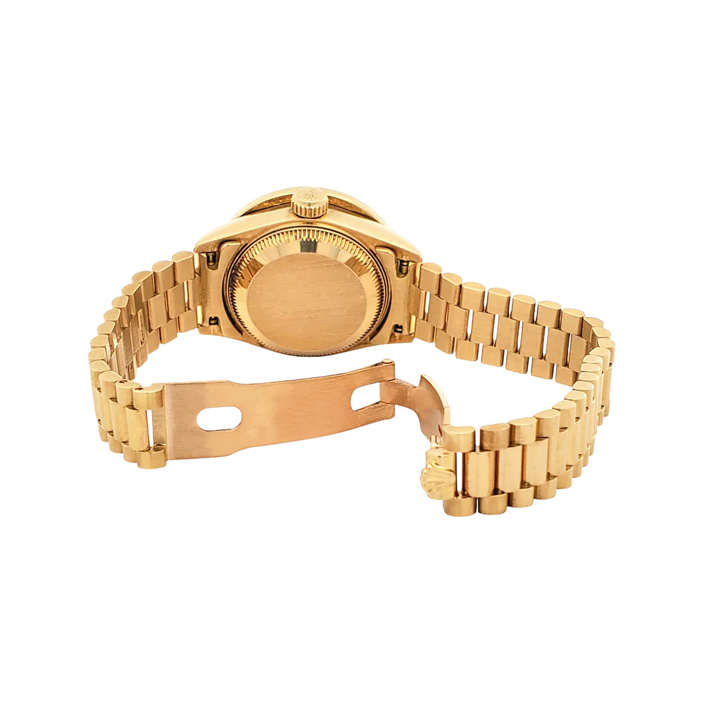 Rolex President Ladies 26mm Custom Silver Diamond Dial /Bezel Yellow Gold Watch 69178 Box Papers - Image 8