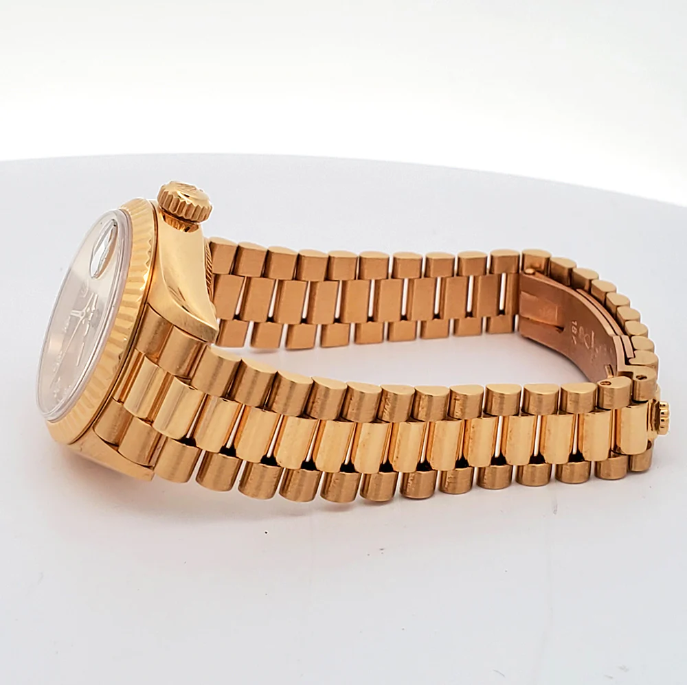 Rolex President Ladies 26mm Factory Champagne Diamond Dial Yellow Gold Watch 69178 - Image 4
