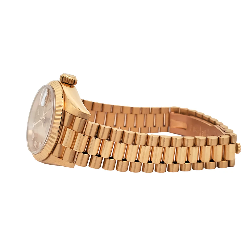 Rolex President Ladies 26mm Factory Champagne Diamond Dial Yellow Gold Watch 69178 Box Papers - Image 6