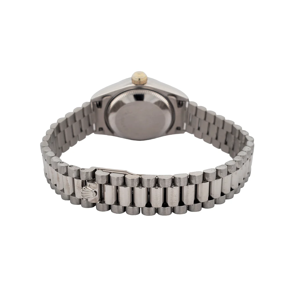 Rolex President Ladies 26mm Factory Silver Diamond Dial White Gold Watch 69179 - Image 5