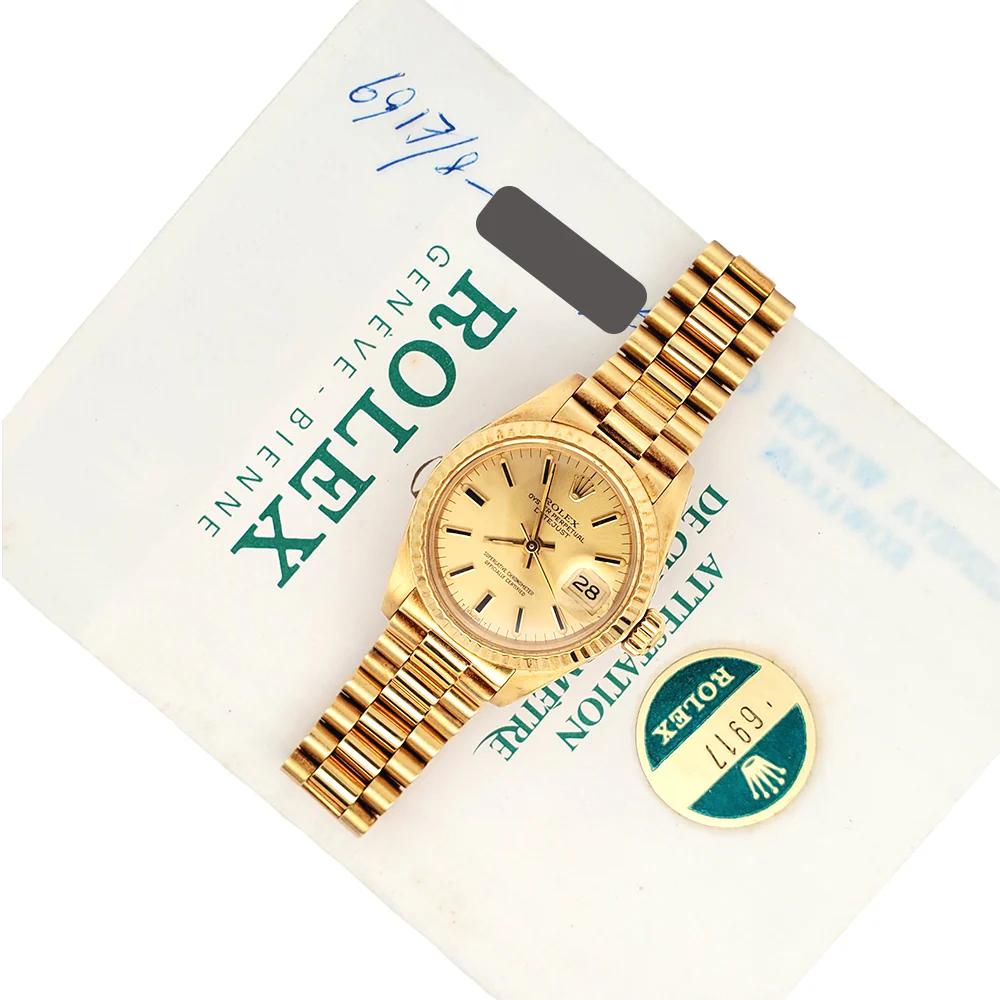 Rolex President Ladies Champagne Index Yellow Gold 26mm Watch 6917 Papers - Image 3