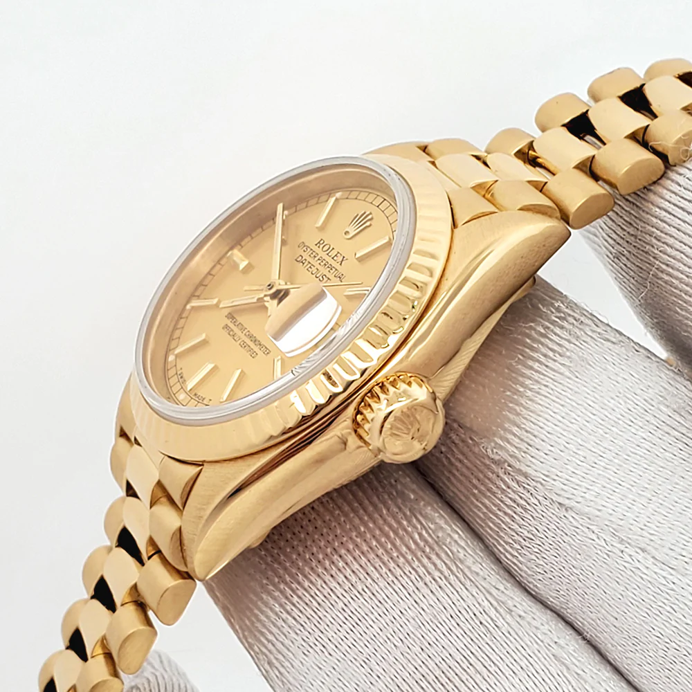 Rolex President Ladies Champagne Index Yellow Gold 26mm Watch 69178 Box Papers - Image 3