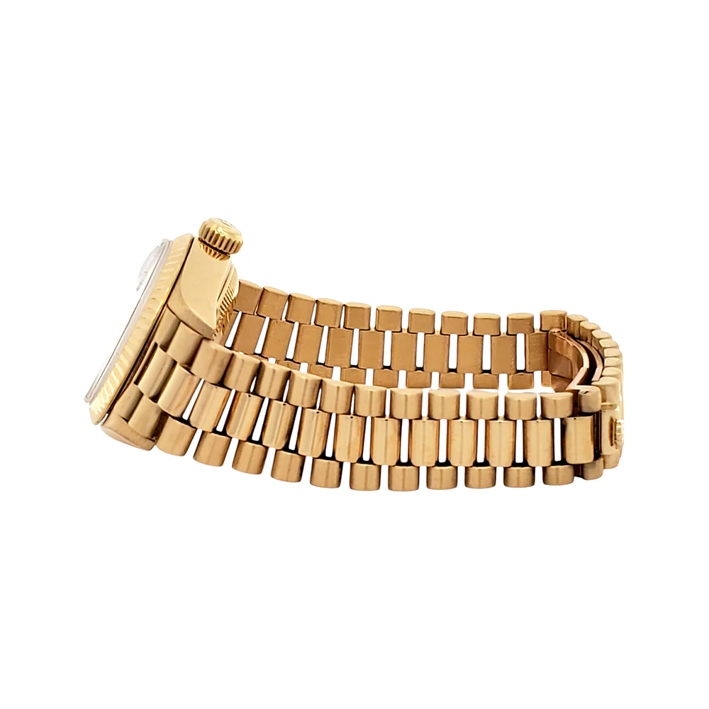 Rolex President Ladies Datejust 26mm White Roman Yellow Gold Watch 69178 - Image 4