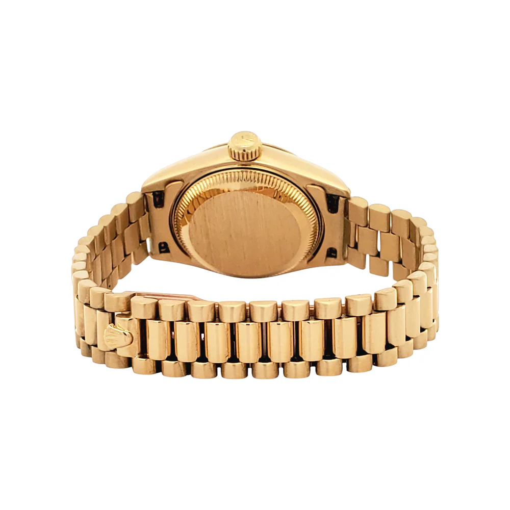 Rolex President Ladies Datejust 26mm White Roman Yellow Gold Watch 69178 - Image 5