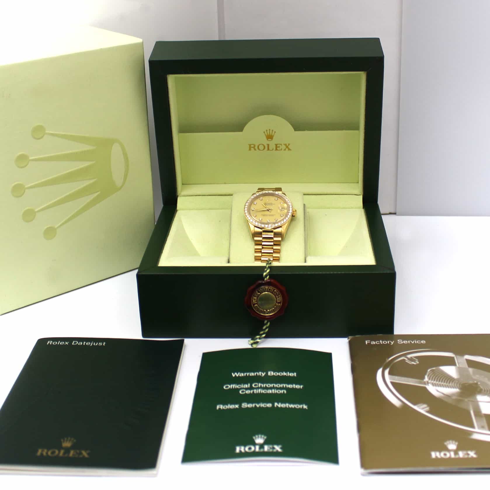 Rolex President Midsize 18K Yellow Gold Diamond Dial 31MM Automatic Diamond Bezel Watch 68278 - Image 3