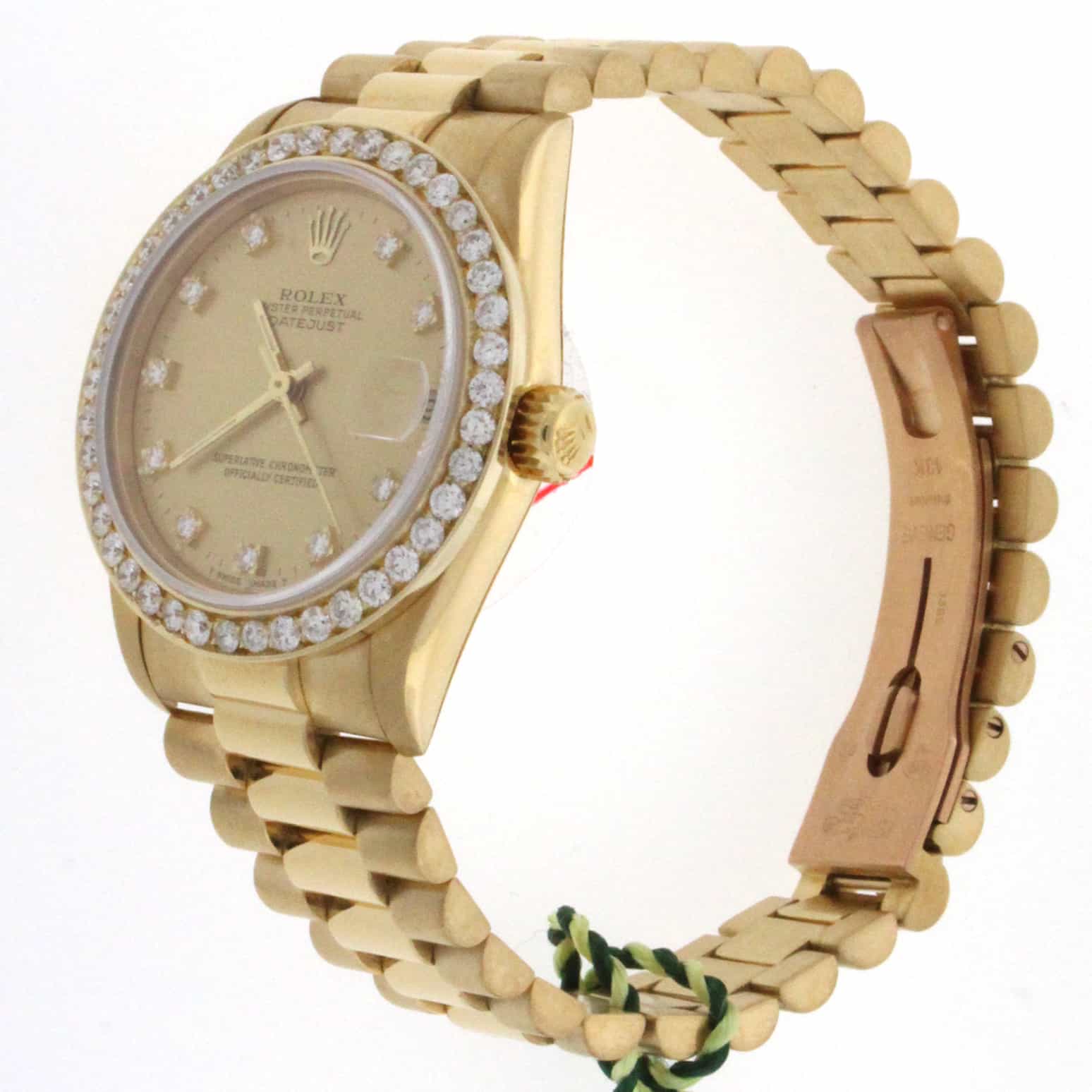 Rolex President Midsize 18K Yellow Gold Factory Diamond Dial 31MM Automatic Watch w/Diamond Bezel 68278 - Image 5